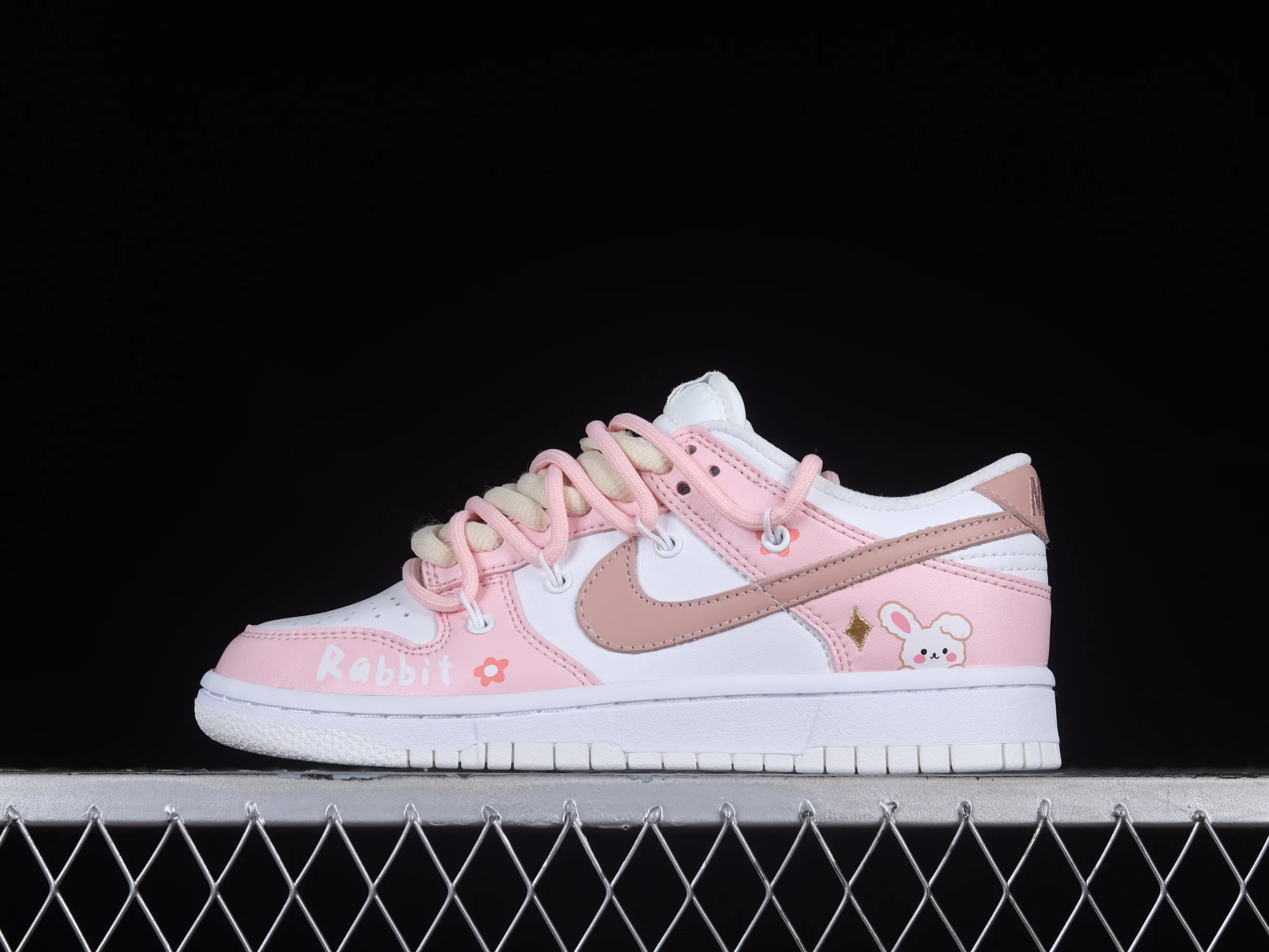 All categories Nk SB Dunk series Nk SB Dunk Low low-top sneakers Nk Dunk Low Year of the Rabbit limited edition Cute girly pink customized version of deconstructed strap casual sneakers DH9765-100